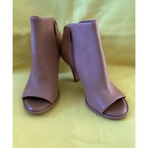 Vince Camuto Peep Toe Leather Ankle Boots 4” Heel Size 6